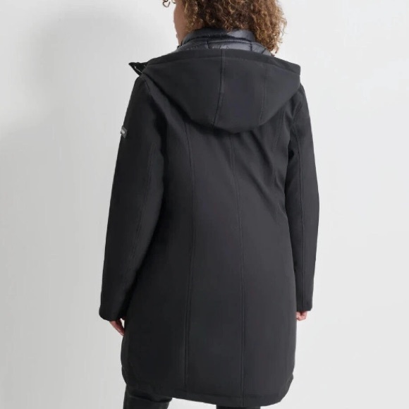 DKNY Hooded Bibbed Zip-Front Puffer Coat - Picture 4 of 16